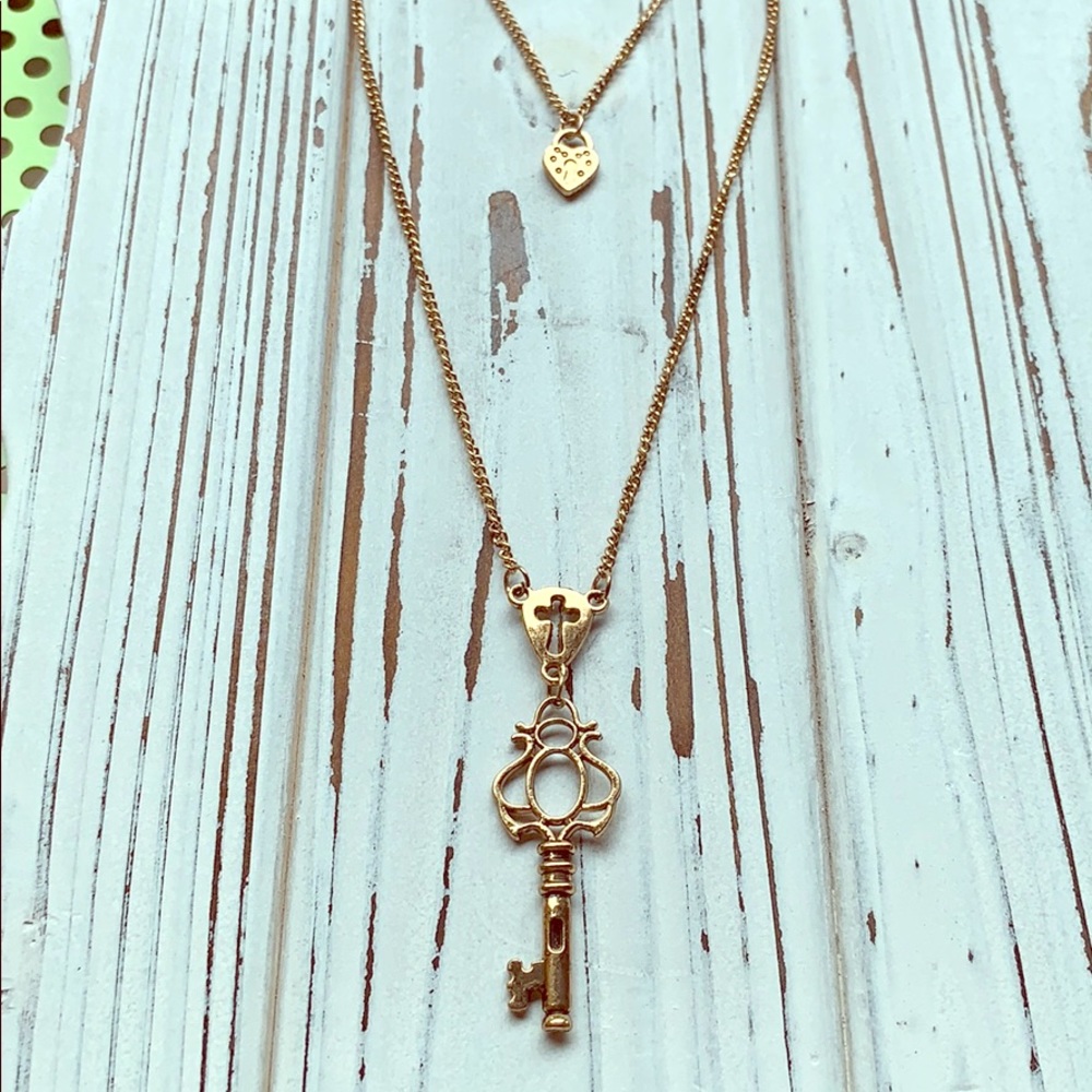 Long gold plated necklace